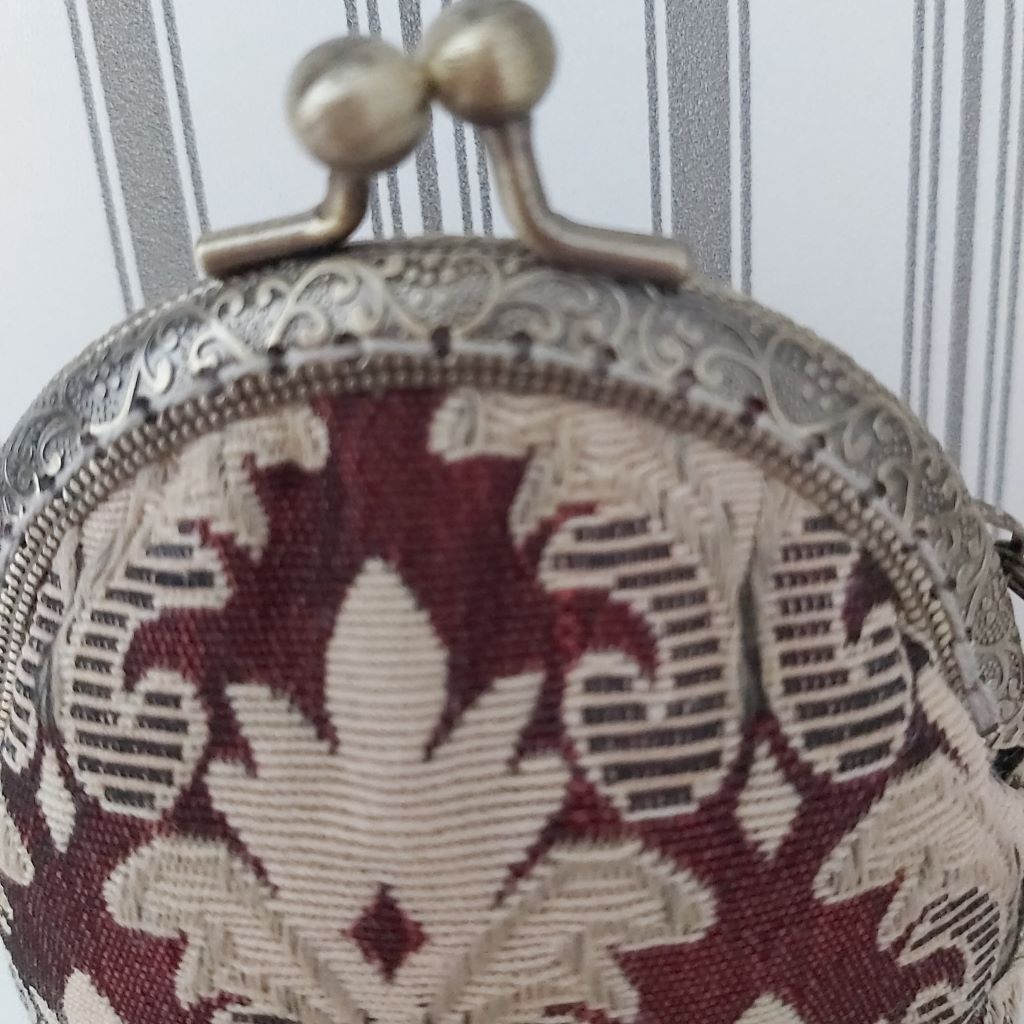 Francia barokk gobelin pénztárca / neszesszer – elegáns, vintage hangulatú kézműves darab